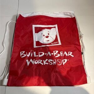 Build A Bear Workshop Red Drawstring Draw String Bag Back Pack Book Bag Tote